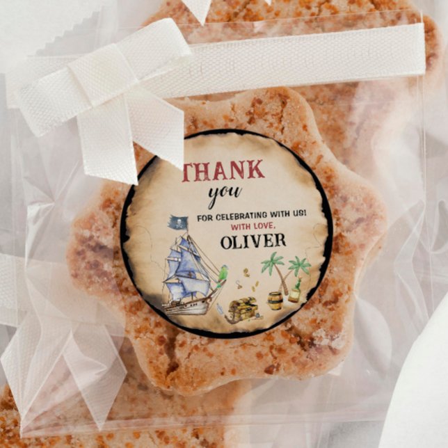 Rond Sticker de fête d'anniversaire Pirate (Créateur téléchargé)