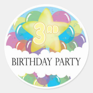 Rond Sticker de fête du 3e anniversaire