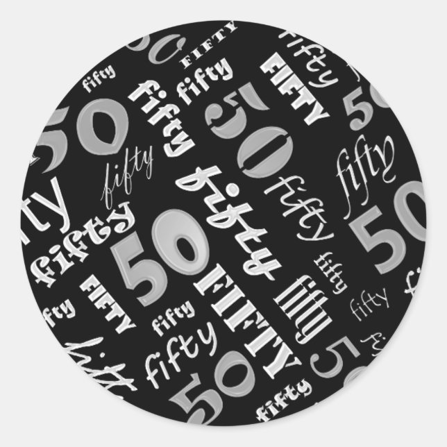 Rond Sticker de fête du 50e anniversaire (Devant)
