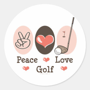 Rond Sticker de golf Peace Love