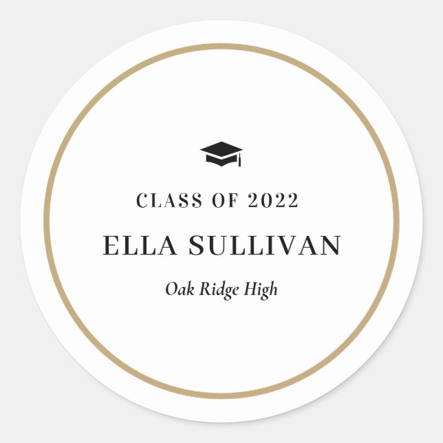 Rond Sticker de graduation couleur éditable de la galer (Devant)