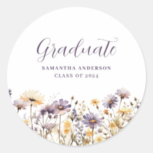 Rond Sticker de graduation florale aquarelle