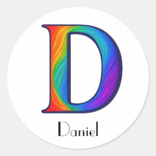 Rond Sticker de la lettre initiale colorée D