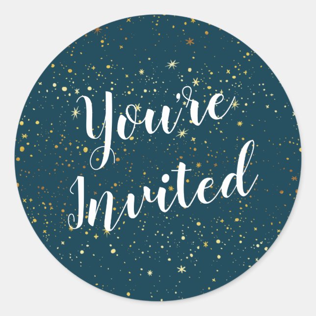 Rond Sticker de la marine à étoiles d'or (Devant)