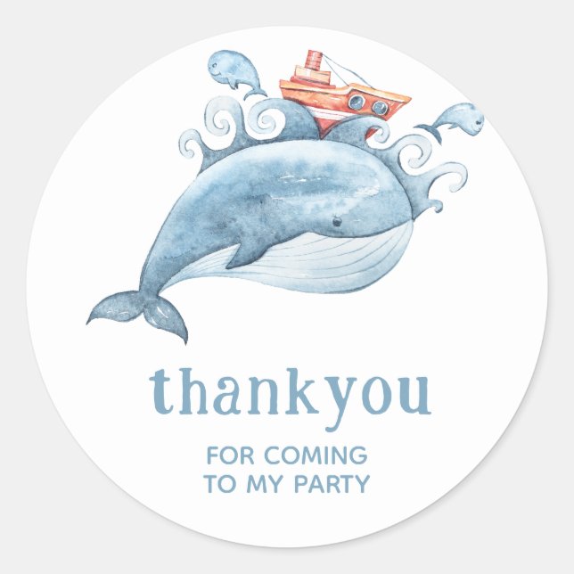Rond Sticker de la partie de Merci de baleine bleue mig (Devant)