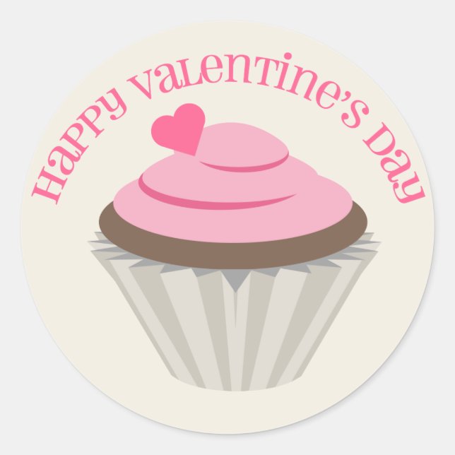 Rond Sticker de la Saint Valentin Cupcake Rose (Devant)