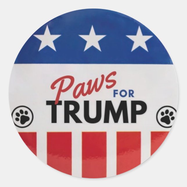 Rond Sticker de logo "Paws For Trump" Rouge, Blanc et B (Devant)