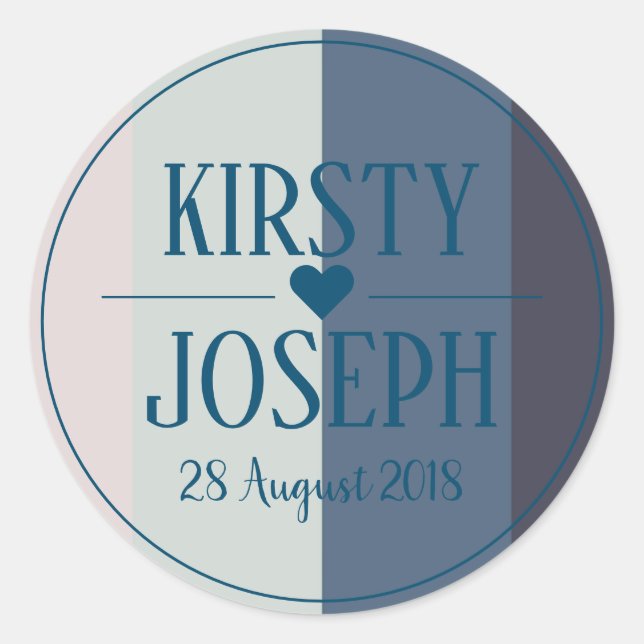 Rond Sticker de mariage classique moderne Blue Beach (Devant)