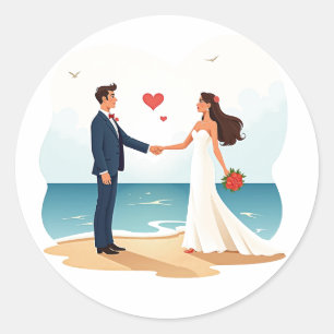 Rond Sticker de mariage de plage