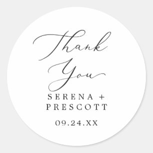 Rond Sticker de mariage Merci noir délicat