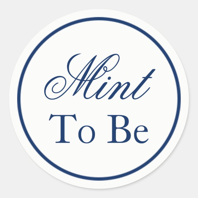 Rond Sticker de mariage "Mint to Be" - Navy (Devant)