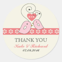 Sticker de mariage rose Vintages Inséparables Favo