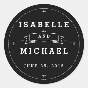 Rond Sticker de mariage vintage Chalkboard fantaisie