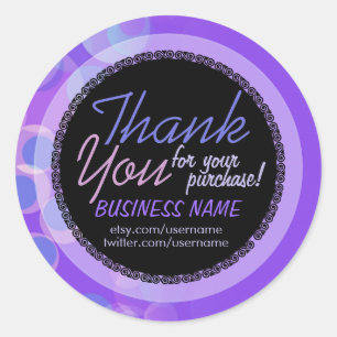 Rond Sticker de Merci d'affaires Lilac Bubbles