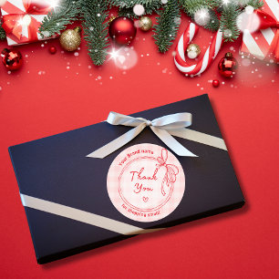 Rond Sticker de Merci rose et rouge