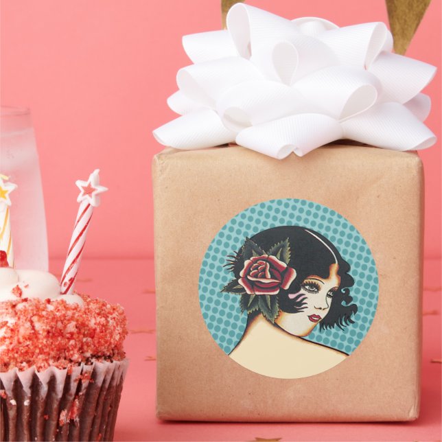 Rond Sticker de mode Diva - Points Bleus (Fête)