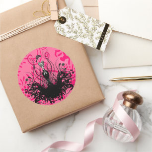 Rond Sticker de mode Diva - Raspberry Hot Bright Pink