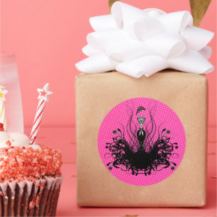 Rond Sticker de mode Diva - Raspberry Hot Bright Pink