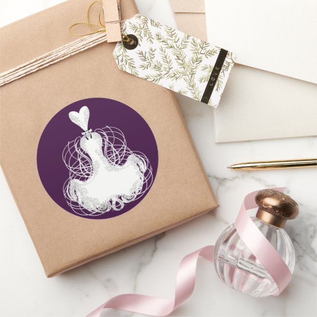 Rond Sticker de mode Diva robe blanche (Cadeaux)