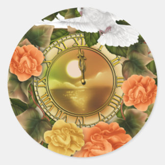 Rond Sticker de montre de floral et de colombe