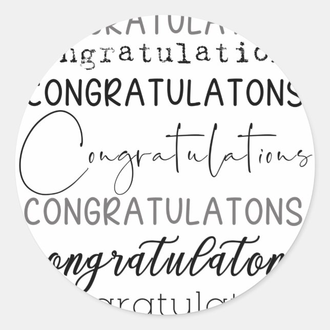 Rond Sticker de mots Félicitations (Devant)