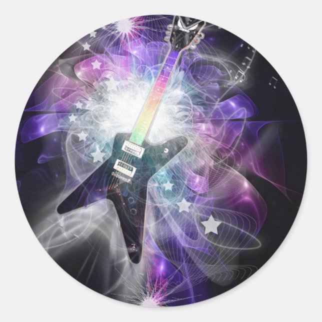 Rond Sticker de musique magique guitare (Devant)