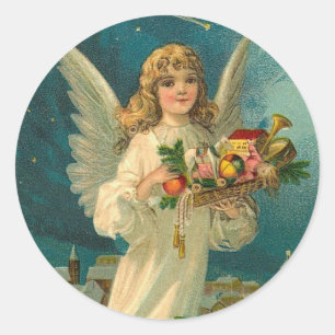 Rond Sticker de Noël Angel vintage