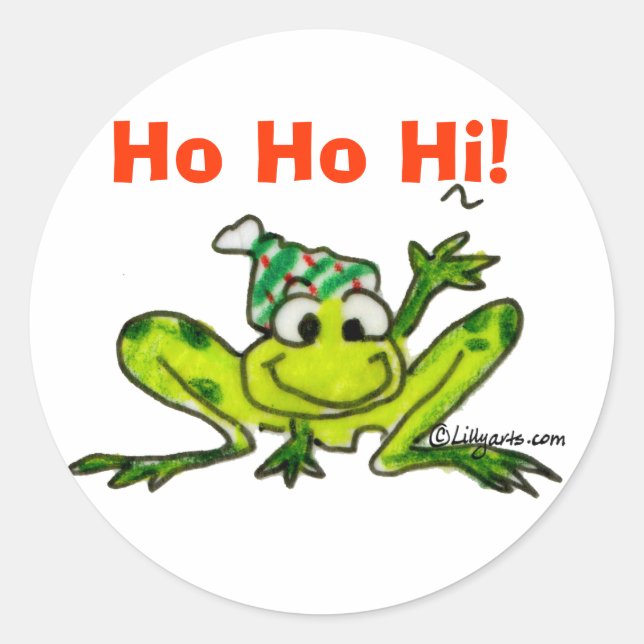 Rond Sticker de Noël de grenouille à dessin (Devant)