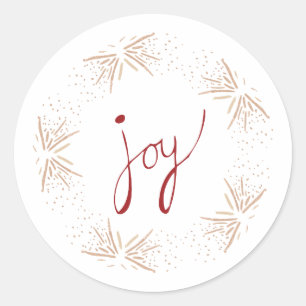 Rond sticker de Noël de joie rouge avec des éléments do