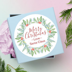 Rond Sticker de Noël de la couronne d'aquarelle