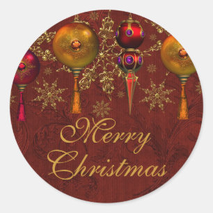 Rond Sticker de Noël de la fête Red Gem Bauble
