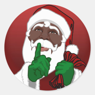 Rond Sticker de Noël de Père Noël Noir Sticker Santa Cl