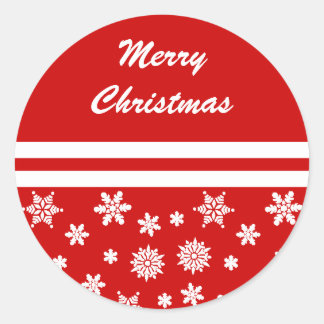 Rond Sticker de Noël des flocons rouges