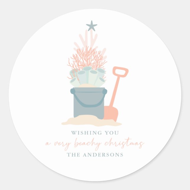 Rond Sticker de Noël en bord de mer côtier (Devant)