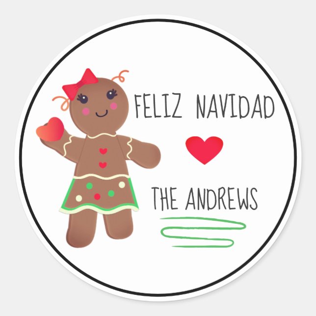 Rond Sticker de Noël espagnol "Feliz Navidad" (Devant)
