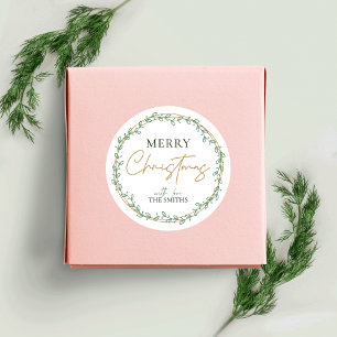 Rond Sticker de Noël Holly Wreath Joyeux