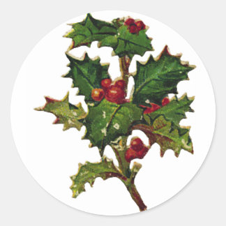 Rond Sticker de Noël KRW Vintage Holly Design