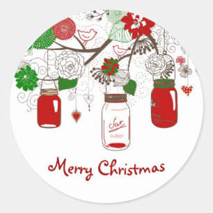 Rond Sticker de Noël Mason Jar