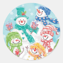 Rond sticker de Noël mignon Snowman