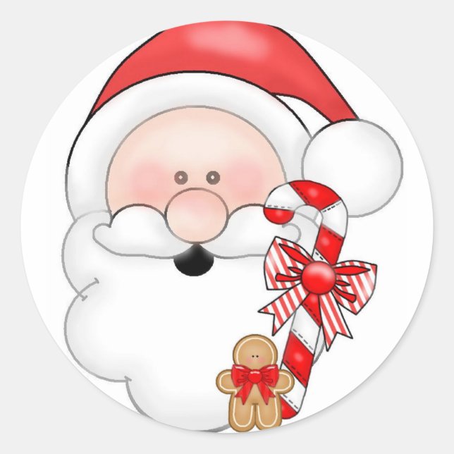 Rond Sticker de Noël père Noël (Devant)