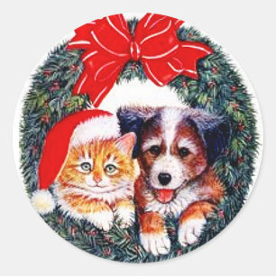 Rond Sticker de Noël pour chat et chien