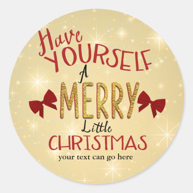 Rond Sticker de Noël Red Gold Bow (Devant)