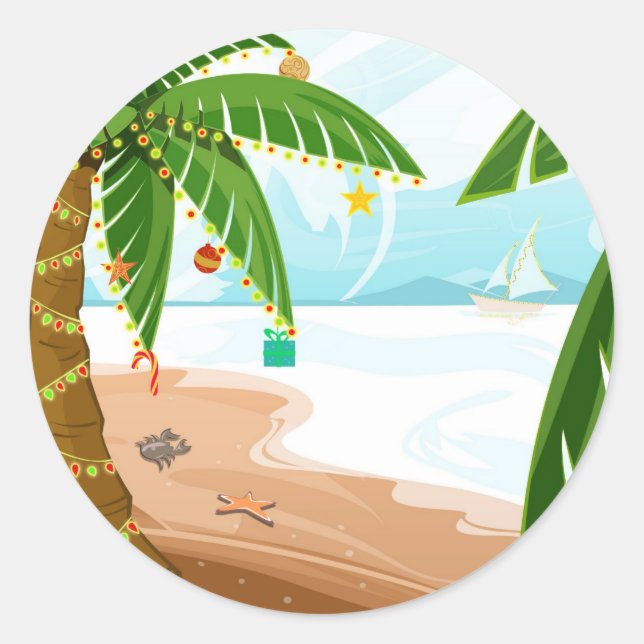 Rond Sticker de Noël tropical (Devant)