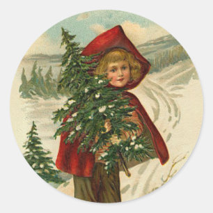 Rond sticker de Noël victorien
