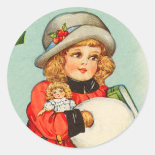 Rond sticker de Noël victorien