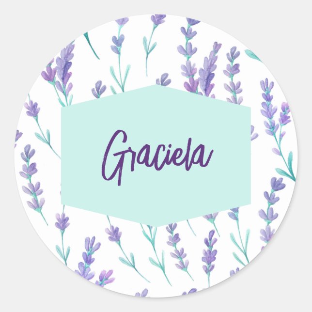 Rond Sticker de nom floral Lavender (Devant)