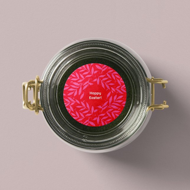 Rond Sticker de Pâques pour feuillage rose et rouge (Créateur téléchargé)