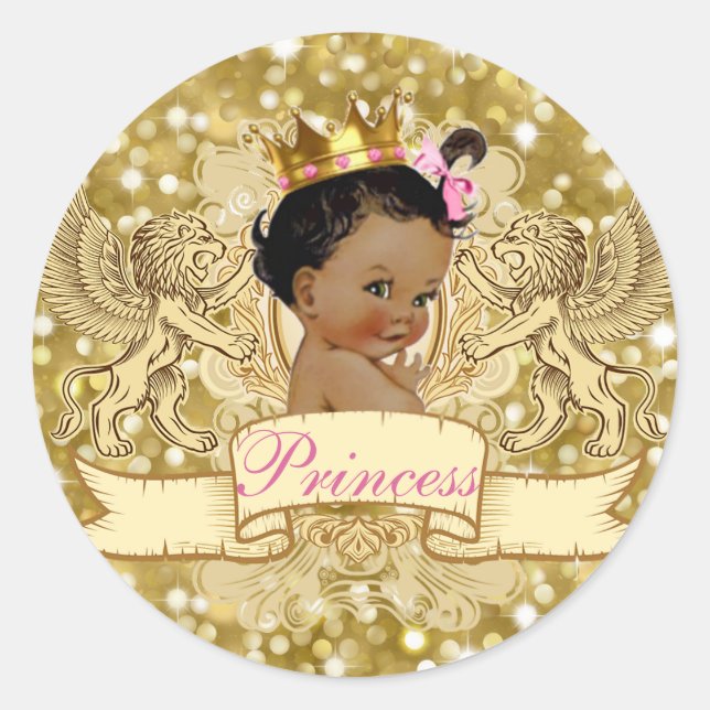 Rond Sticker de Parties scintillant Royal Gold Princess (Devant)