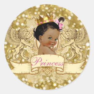 Rond Sticker de Parties scintillant Royal Gold Princess