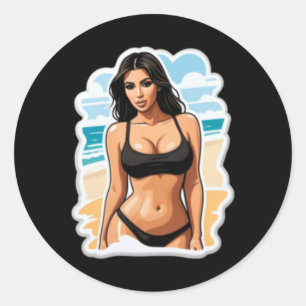 Rond Sticker de plage Kim Kardashian
